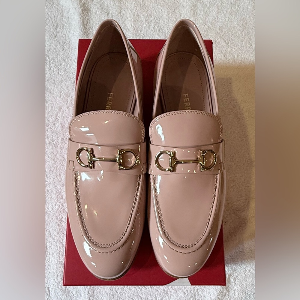 Salvatore Ferragamo Women's Patent Leather Loafers - Beige
